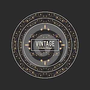 Vintage exlusive design luxury golden floral sticker