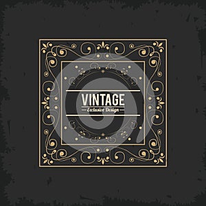 Vintage exlusive design luxury golden floral sticker