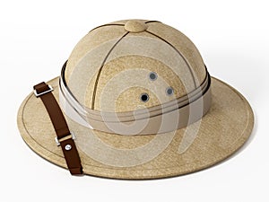 Vintage explorer hat on white background. 3D illustration