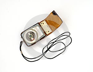 Vintage exposure meter in leather case