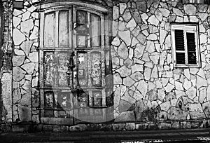 Vintage facade and wooden door in Neve Tzedek, Tel Aviv Jaffa Israel