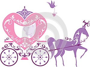 Vintage fairytale horse carriage isolated