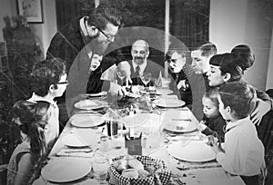 Vintage Family Gathering For Holiday Turkey Dinner