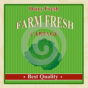 Vintage farm fresh cabbage poster