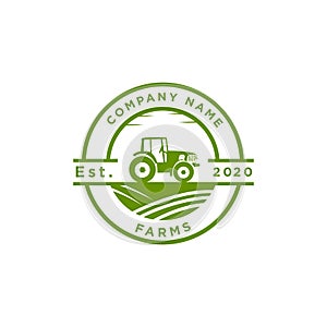 Vintage farm tractor logo icon design vector agriculture farmer logo template