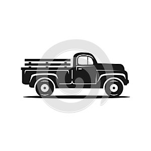 Vintage Farmer Pickup truck, car pickup icon, Old Farm Trucks