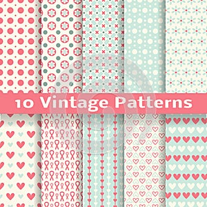 Vintage fashionable vector seamless patterns