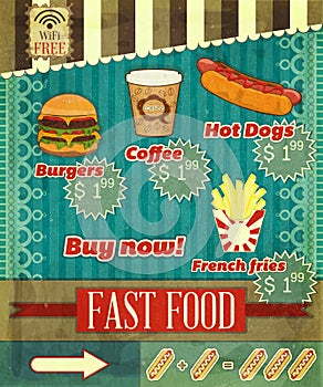 Vintage fast food Menu