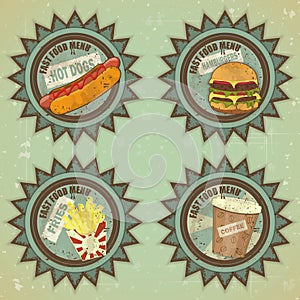 Vintage fast food menu - grunge labels