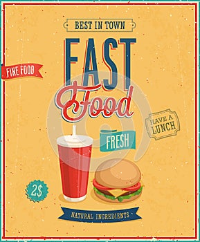 Vintage Fast Food Poster.