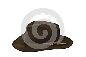 Vintage fedora hat on white background