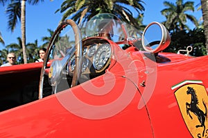 Vintage Ferrari racer cockpit