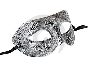 Vintage festive silver dress mask with swirls pattern