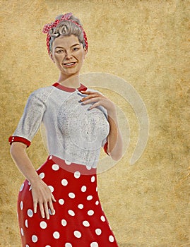 VIntage Fifties Poster, Woman, Background, Template