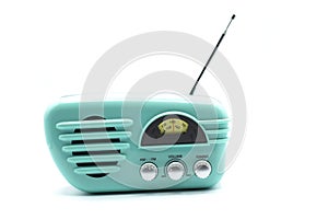 vintage fifties style radio on white background