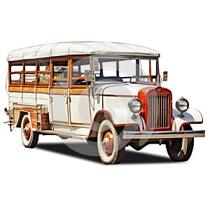 vintage filipino jeepney, photo realistic, simple design, front facing, clip art, white background, Generative AI