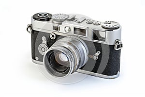 Vintage Film Camera on White Background