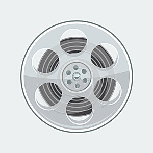 Vintage film movie reel isolated. Flat and solid color style design