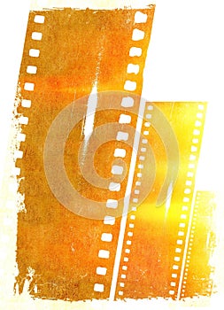 Vintage films strip frame with flames and fire effect. Design element.