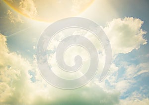 Vintage filter : Sun Halo with cloud and blue sky