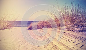 Vintage filtered beach, nature background or banner