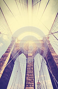 Vintage filtered picture of Brooklyn Bridge.
