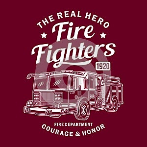 Vintage Fire Truck Vector Graphic, Fire Truck Graphic T-shirt