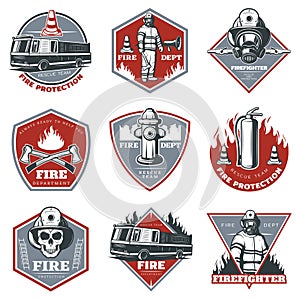 Vintage Firefighting Labels Set