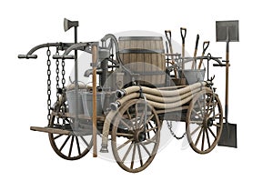 Vintage firefighting wagon display