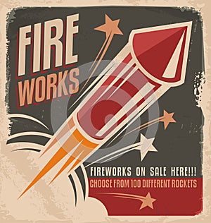 Vintage fireworks poster design photo