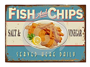 Vintage Fish and Chips sign poster