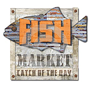 Vintage Fish Market Sign