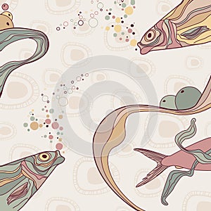 Vintage fish and wive ornamental stripes photo