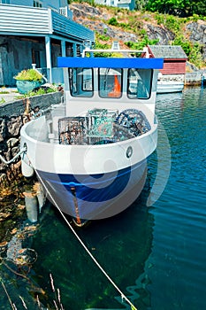 Vintage fishing boat in harbor