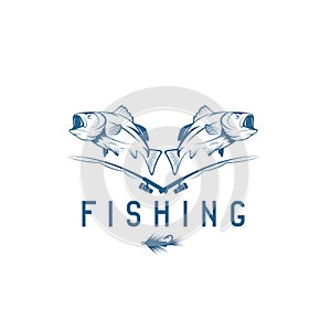 Vintage fishing vector design template