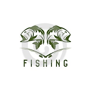 Vintage fishing vector design template