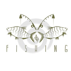 Vintage fishing vector design template breams