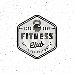 Vintage fitness gym logo. retro styled sport emblem. vector illustration