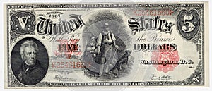 Vintage five dollar bill