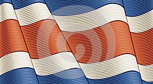 Vintage Flag Of Costa Rica. Close-up Background