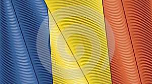 Vintage Flag Of Romania. Close-up Background