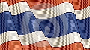 Vintage Flag Of Thailand. Close-up Background