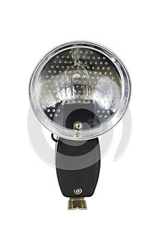 Vintage flash light, white background, isolated