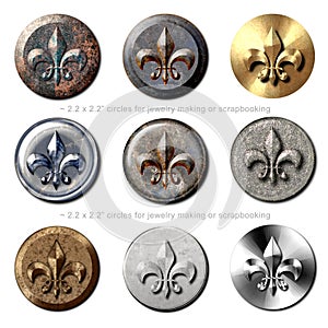 Vintage Fleur de Lis circles jewelry