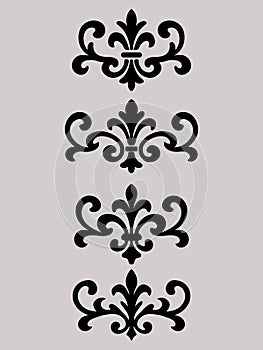 Vintage fleur de lis swirl elements.