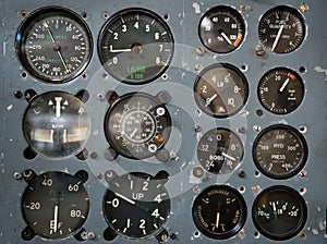 Vintage flight instrument panel