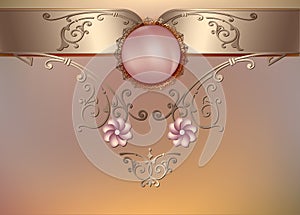 Vintage floral background with pearls and ornament