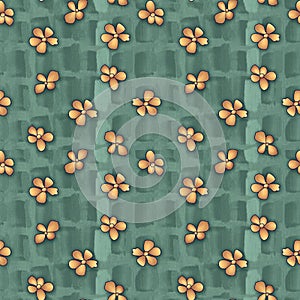 Vintage floral background. Seamless vector pattern for design and fashion prints. Flowers pattern with small white flowers on a gr