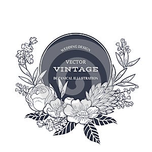 Vintage floral background for wedding invitation card or label.