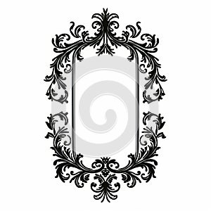 Vintage Floral Border Design Frame - Wood Engraving Style